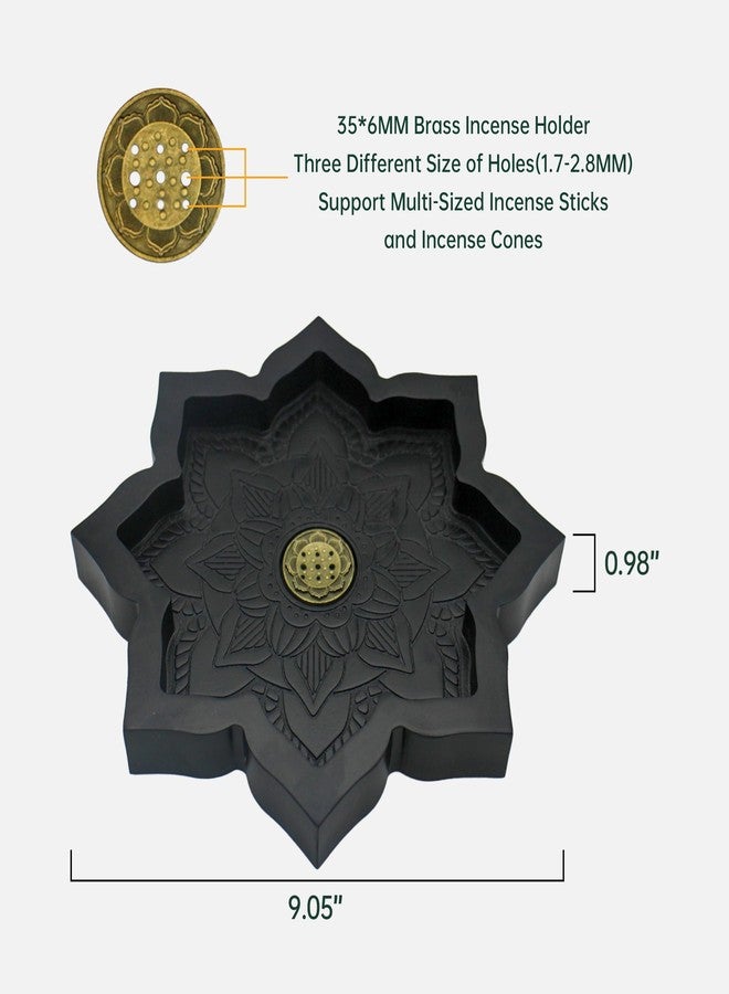 FNYDOX Wooden Lotus Tray, Incense Burner for Stick/Cone, Rocks Gems Healing Stones Display Holder, Organizer for Essential Oil & Jewelry, Wood Lotus Bowl Decor for Meditation, Wiccan Supplies and Tools - Image 2